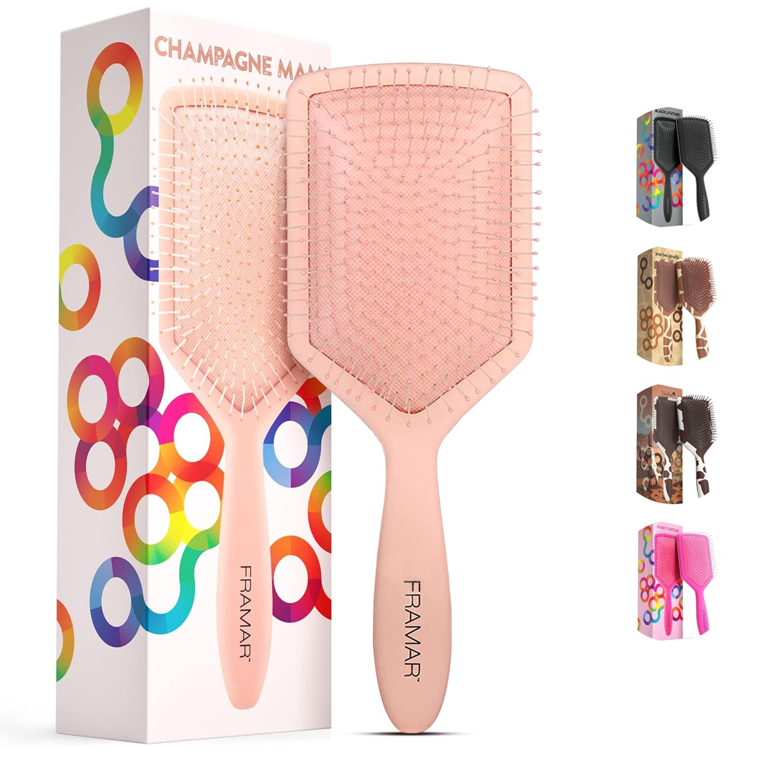 Framar četka za gustu kosu za žene, raspetljavanje kovrčave i mokre kose, boja šampanjca
