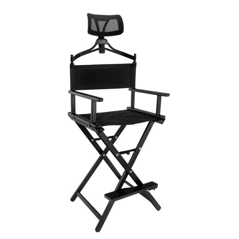 Look aluminijska stolica za šminkanje s crnim naslonom za glavu